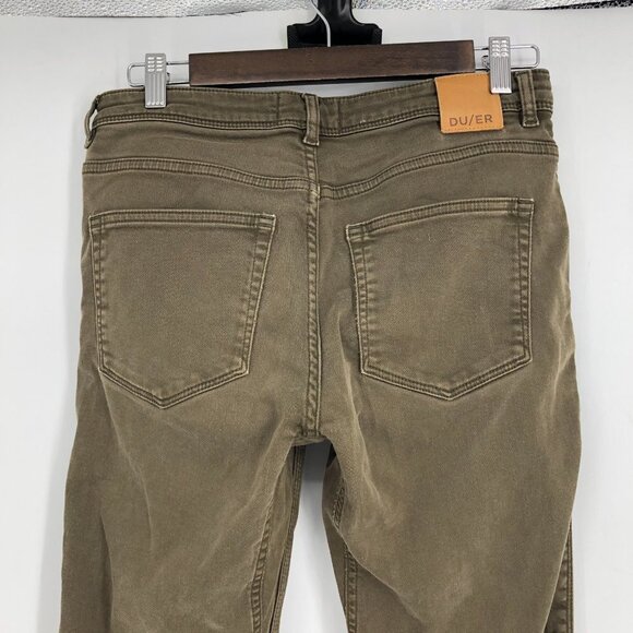 DU/ER Army Green No Sweat Relaxed Taper Pants Strechy Comfortable 27x30 - Picture 13 of 16